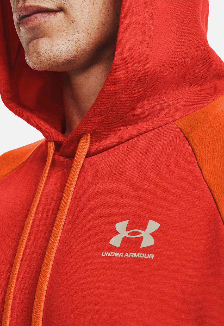 Under Armour - UA Rival Fleece Colorblock Hoodie - Red/Orange