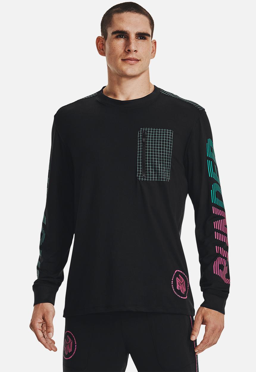 Under Armour - UA Run Anywhere Long Sleeve - Black & Electro Pink