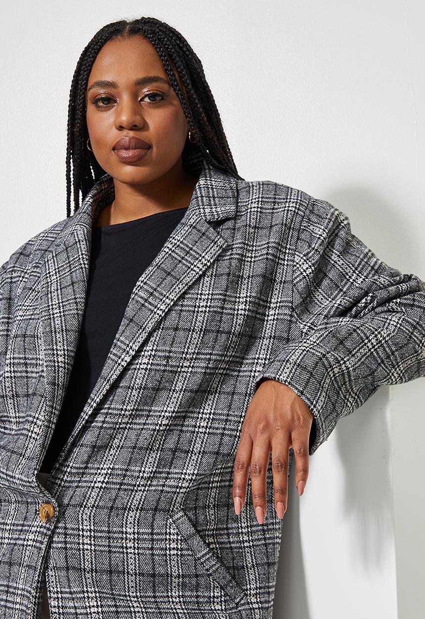 Superbalist - Midi blazer coat - check