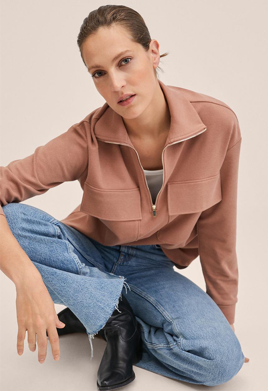 MANGO - Sweatshirt pique2 - pink