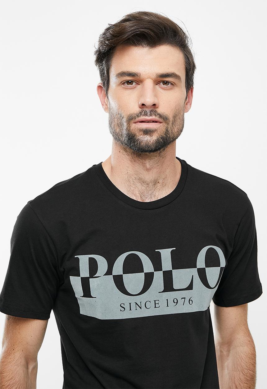 POLO - Flocked Bold Logo SS Tee - Black