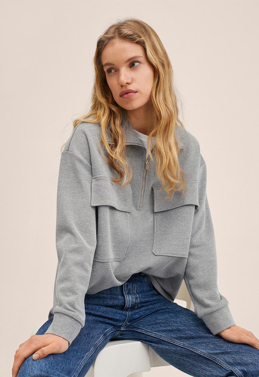 MANGO - Sweatshirt pique2 - medium grey