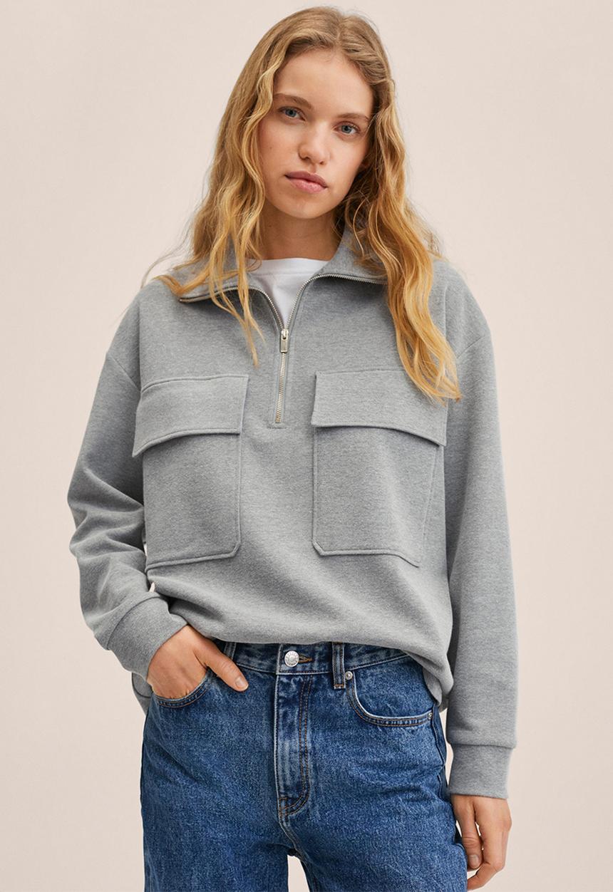 MANGO - Sweatshirt pique2 - medium grey