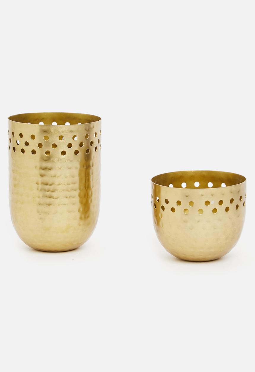 Sixth Floor - Tealight candle holder set - gold