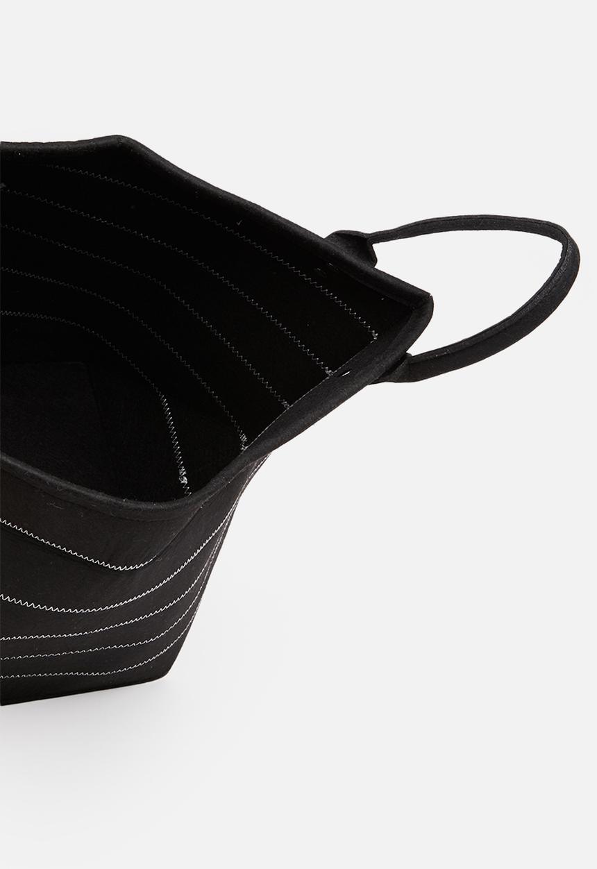 Sixth Floor - Striped felt basket - black
