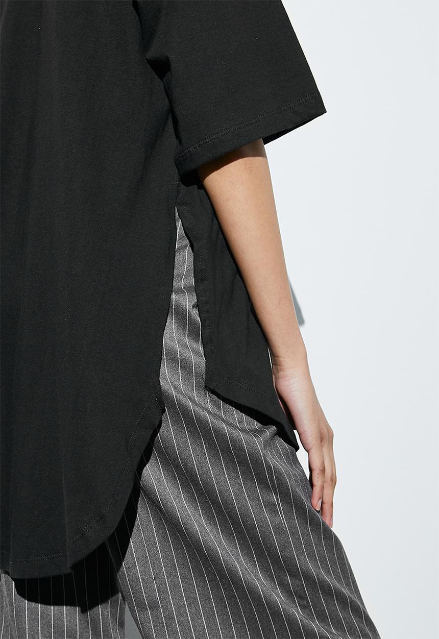 Superbalist - Curved hem longline tee - black