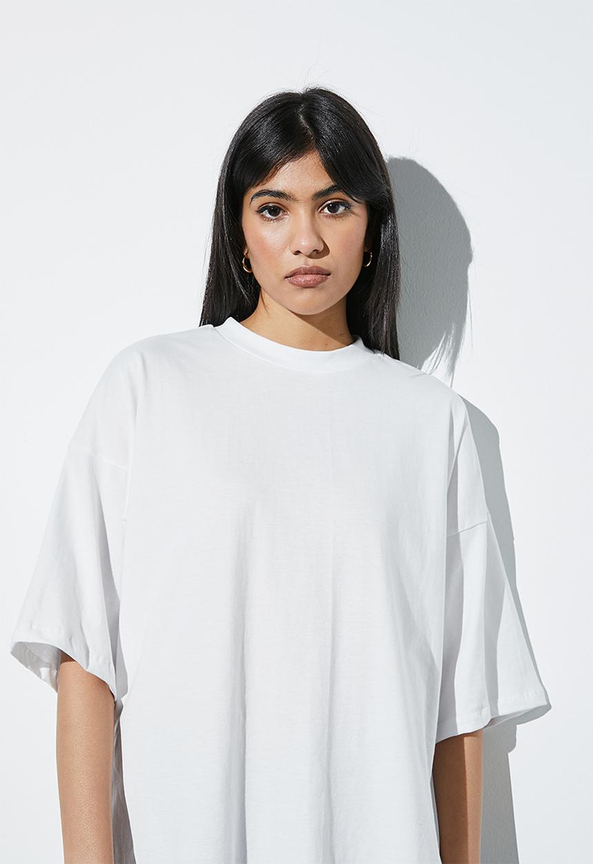 Superbalist - Curved hem longline tee - white