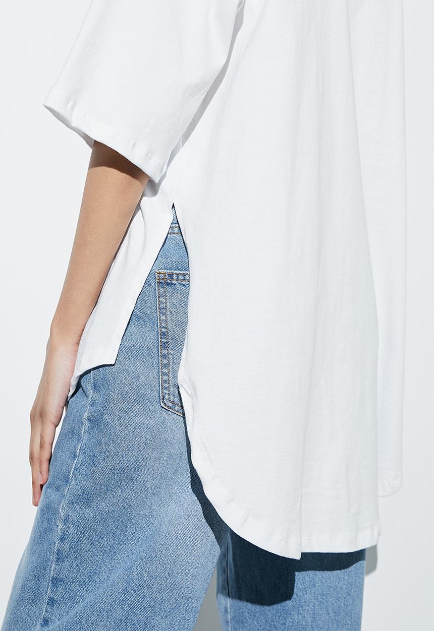 Superbalist - Curved hem longline tee - white