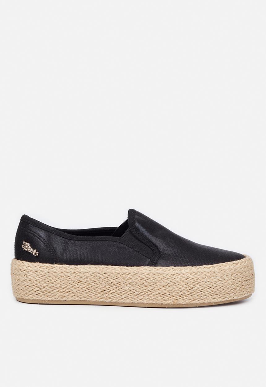 Miss Black - Quebec4 flatform espadrille sneaker - black