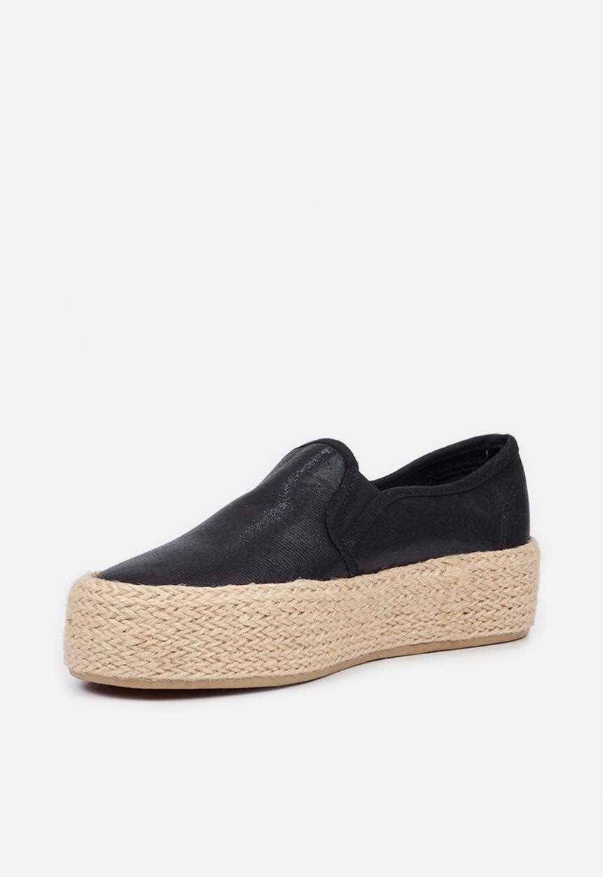 Miss Black - Quebec4 flatform espadrille sneaker - black