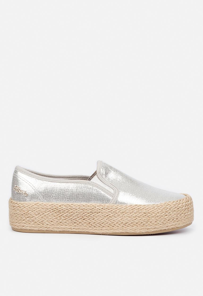 Miss Black - Quebec4 flatform espadrille sneaker - silver