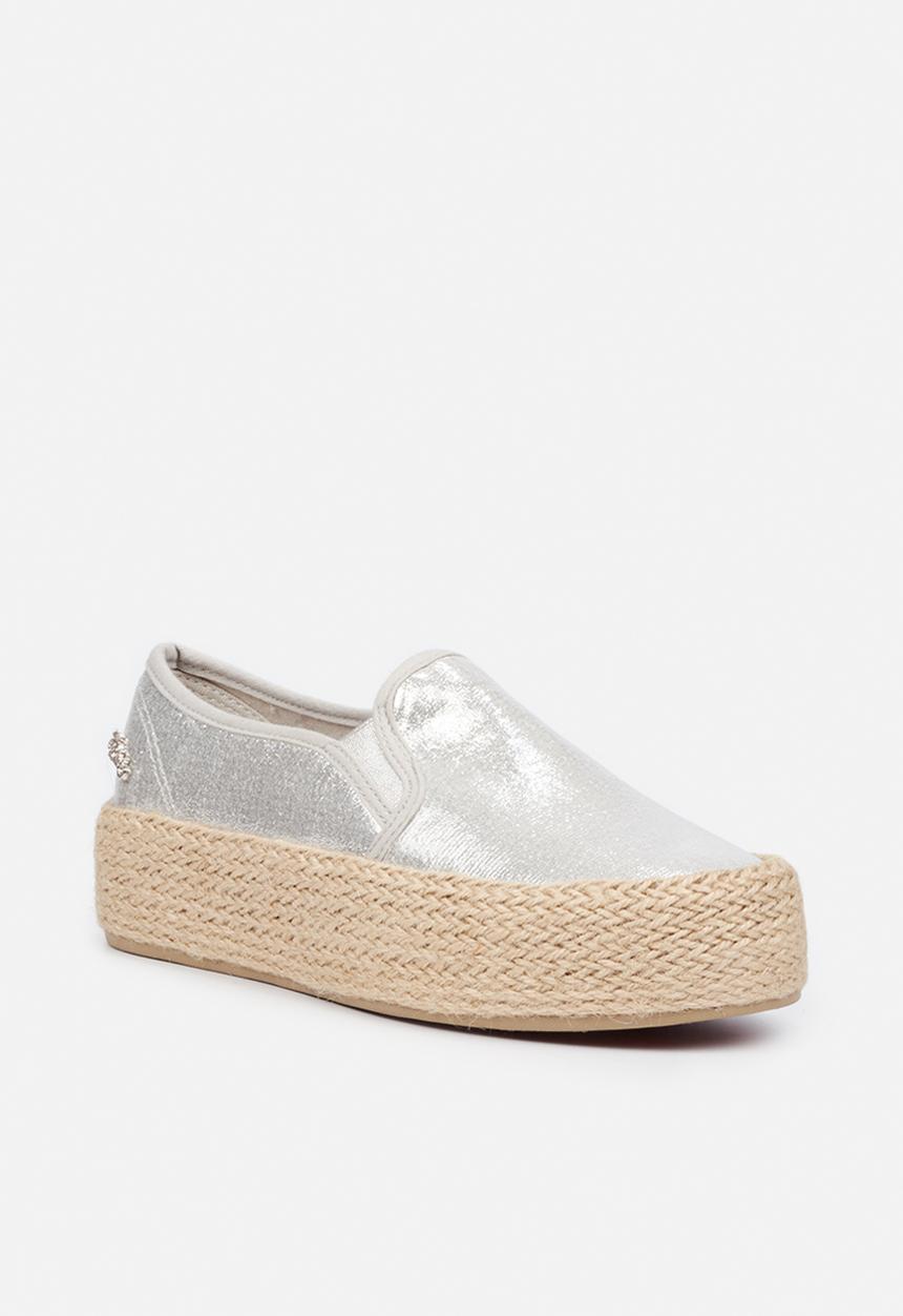 Miss Black - Quebec4 flatform espadrille sneaker - silver