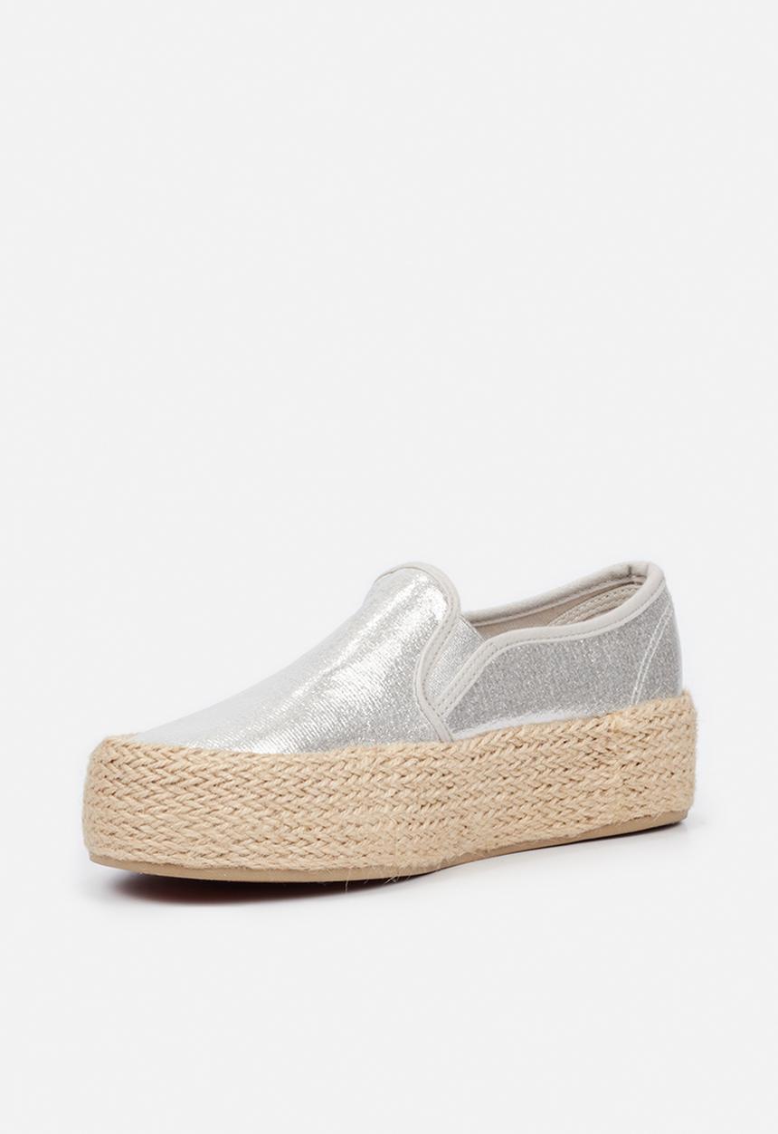Miss Black - Quebec4 flatform espadrille sneaker - silver