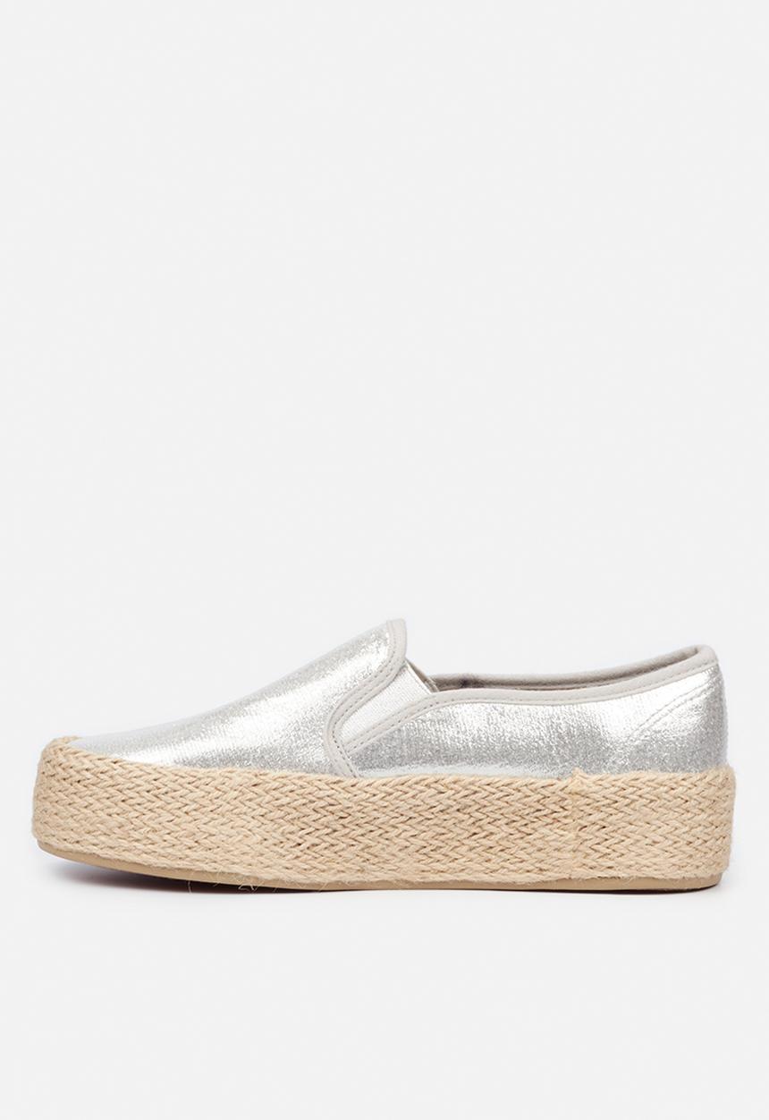 Miss Black - Quebec4 flatform espadrille sneaker - silver