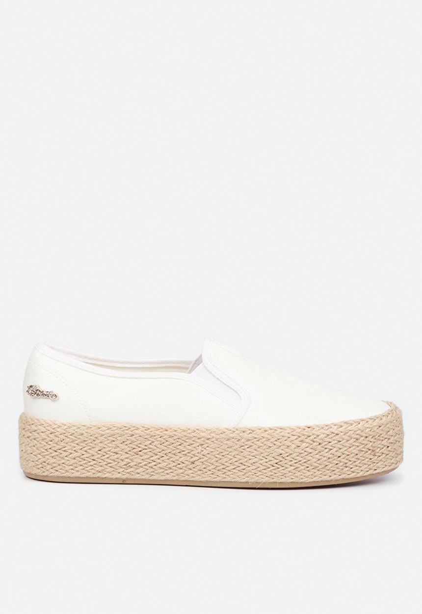 Miss Black - Quebec4 flatform espadrille sneaker - white