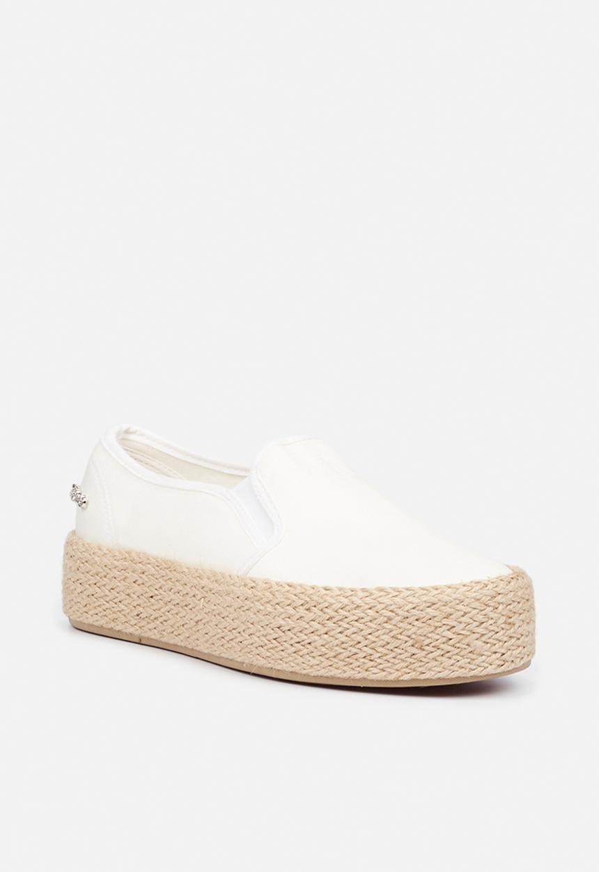 Miss Black - Quebec4 flatform espadrille sneaker - white