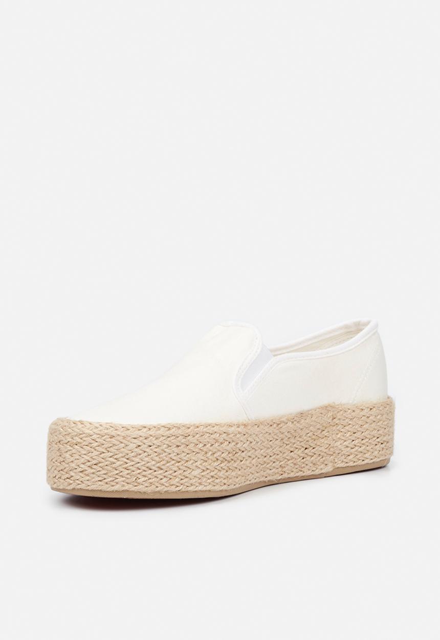 Miss Black - Quebec4 flatform espadrille sneaker - white