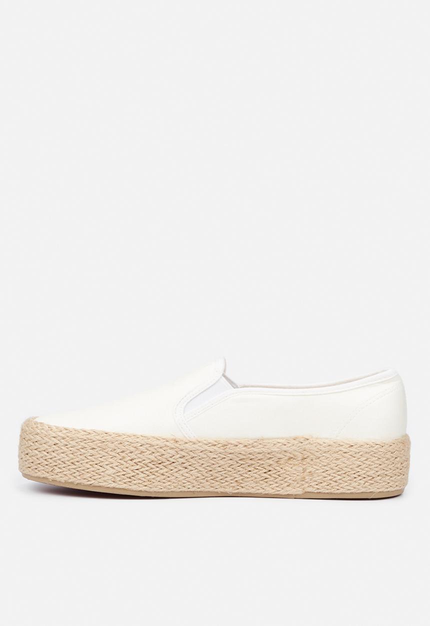 Miss Black - Quebec4 flatform espadrille sneaker - white