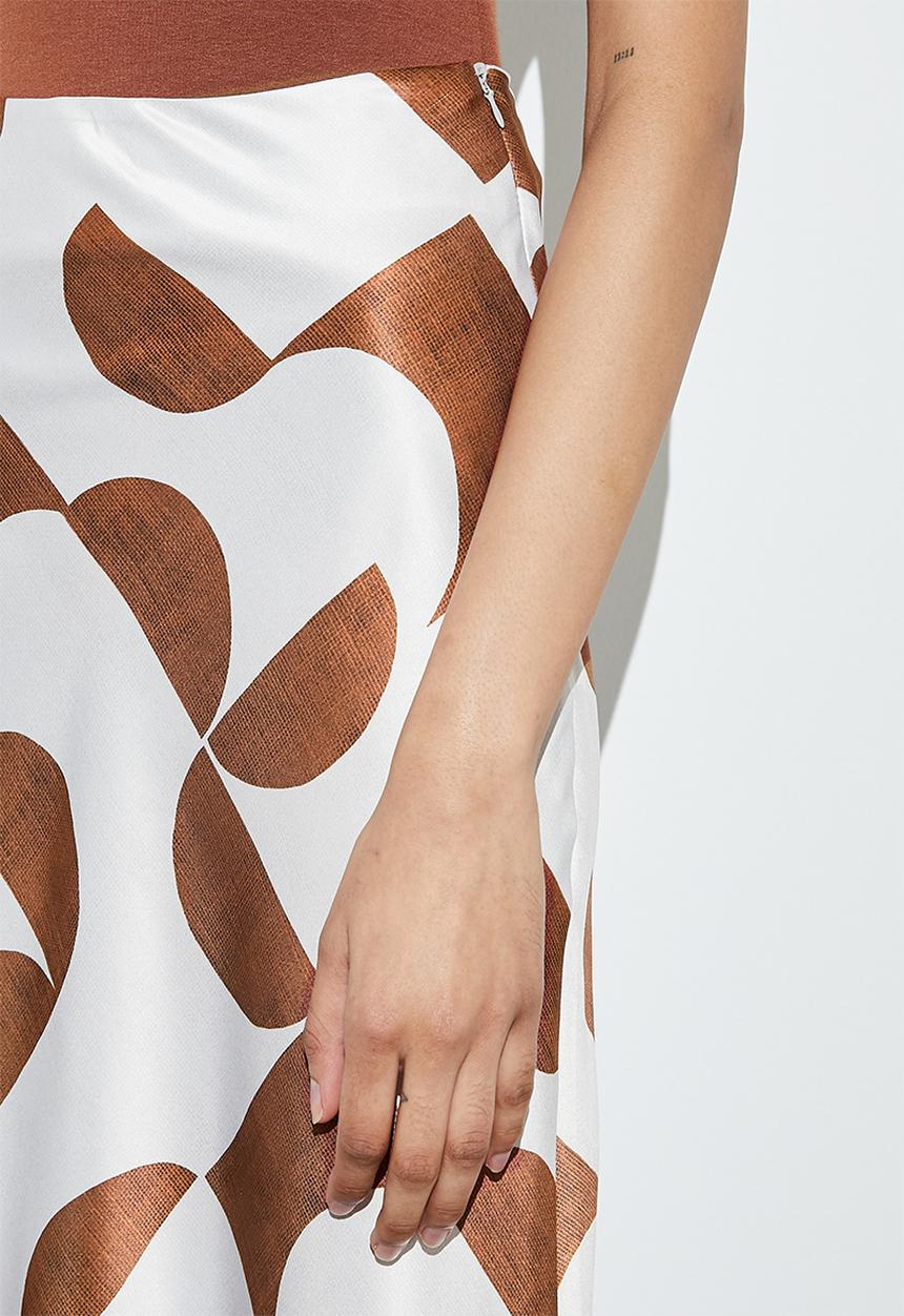 Superbalist - Long midi slip skirt - tobacco geo
