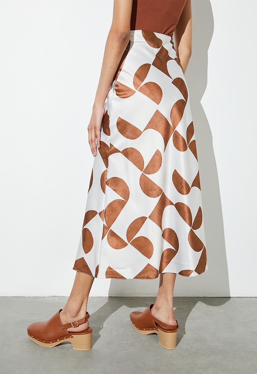 Superbalist - Long midi slip skirt - tobacco geo