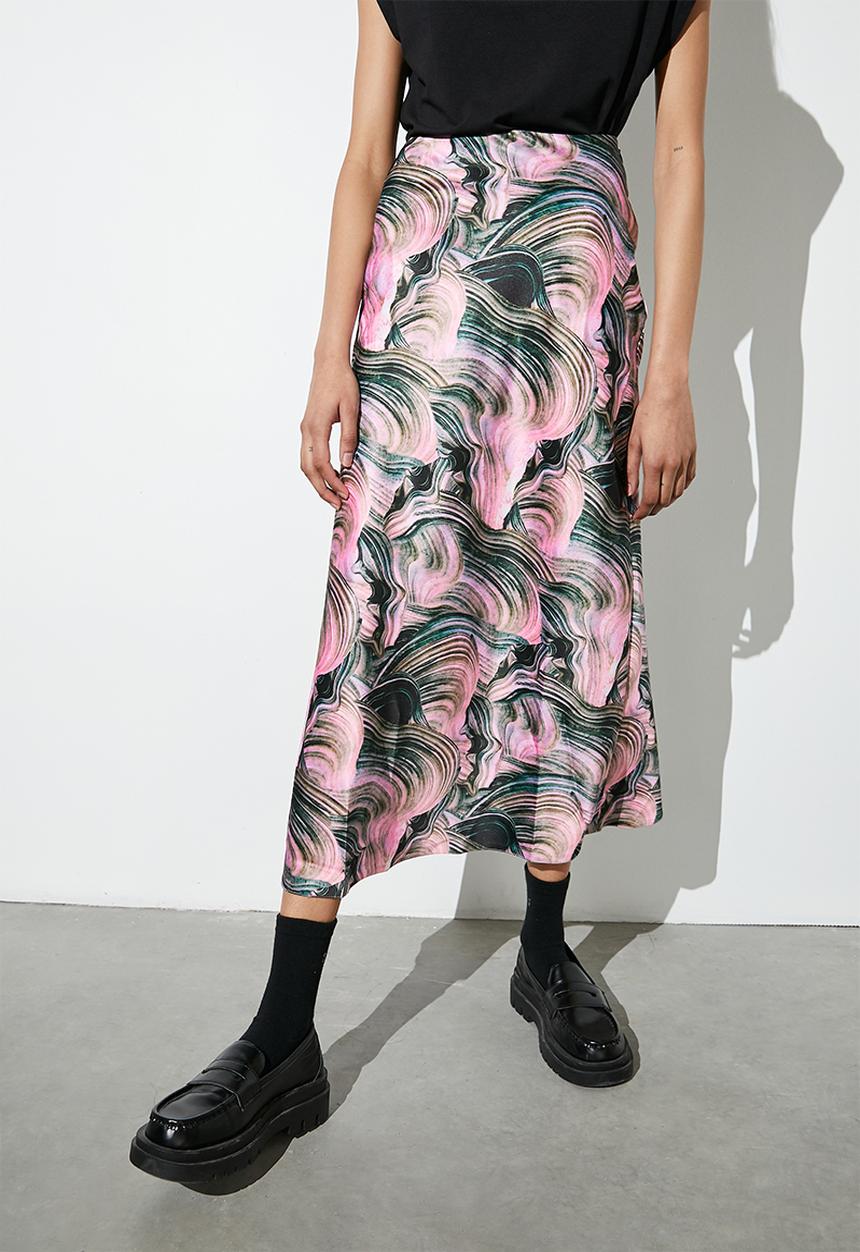 Superbalist - Long midi slip skirt - pink textured waves