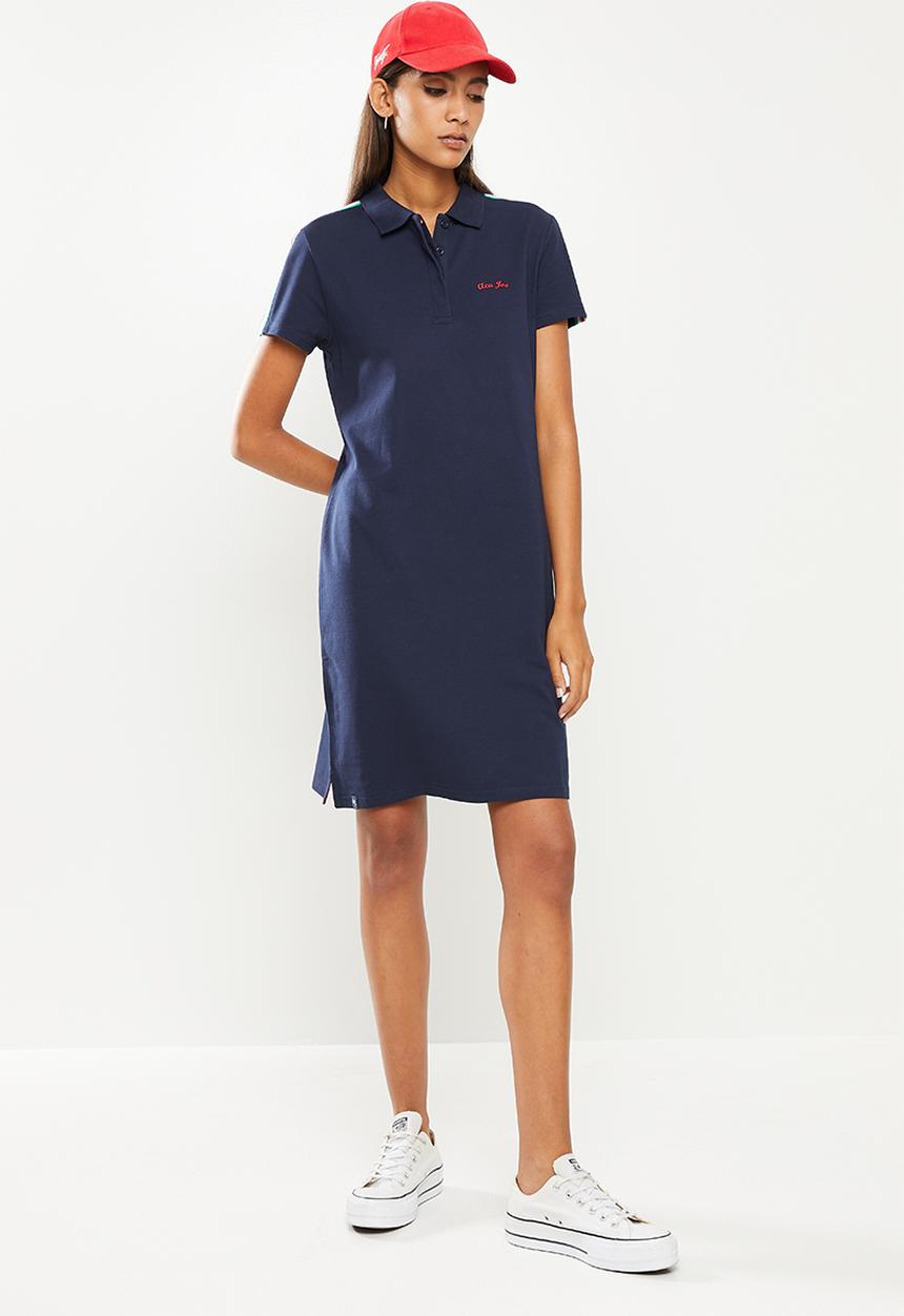 Aca Joe - Ladies aca joe ribbed shoulder golfer dress - navy