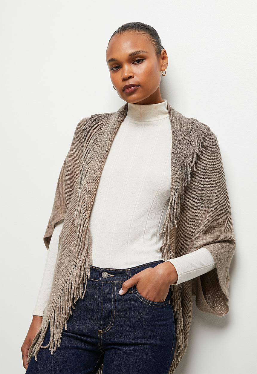 edit - Fringed poncho - beige