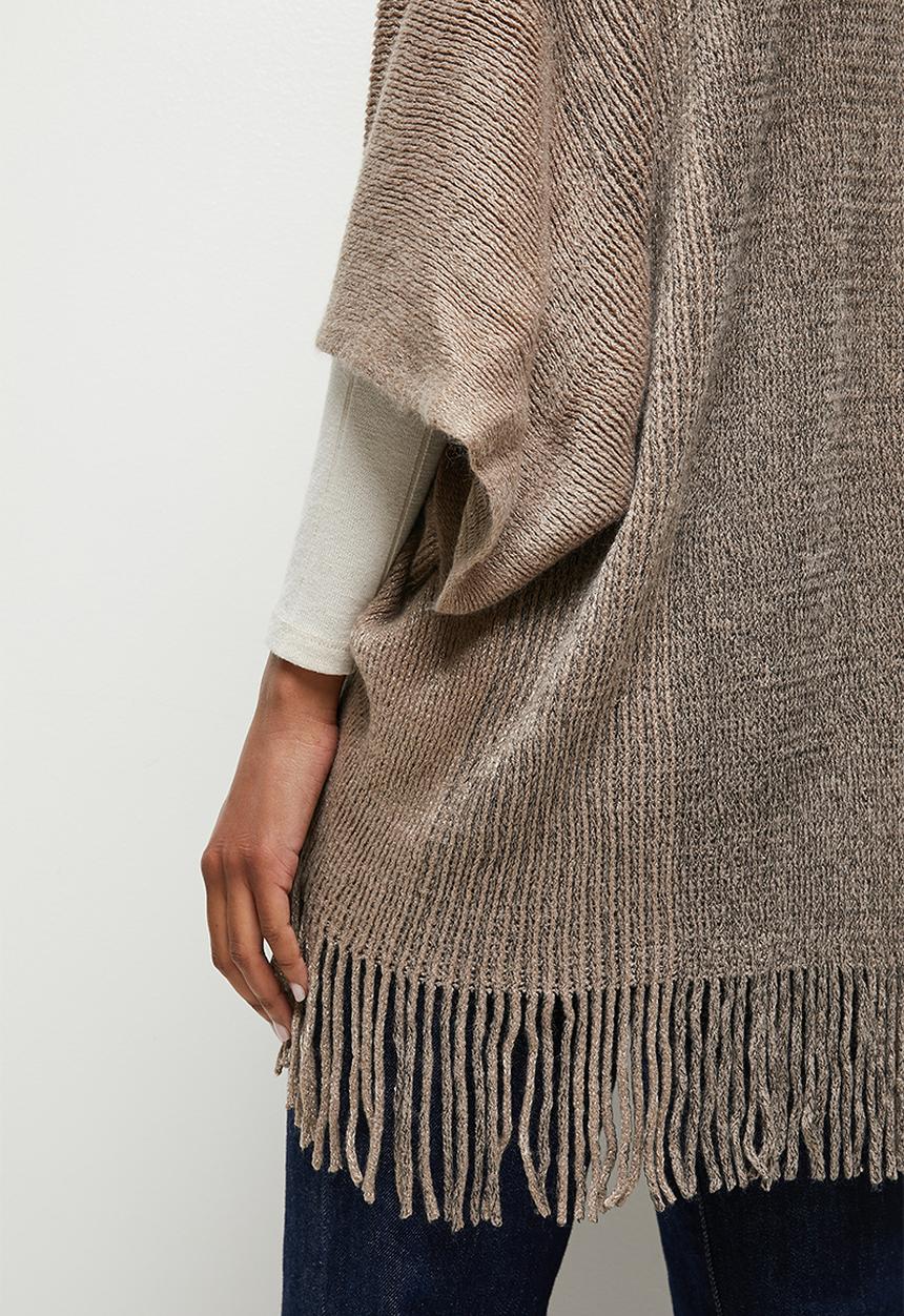 edit - Fringed poncho - beige
