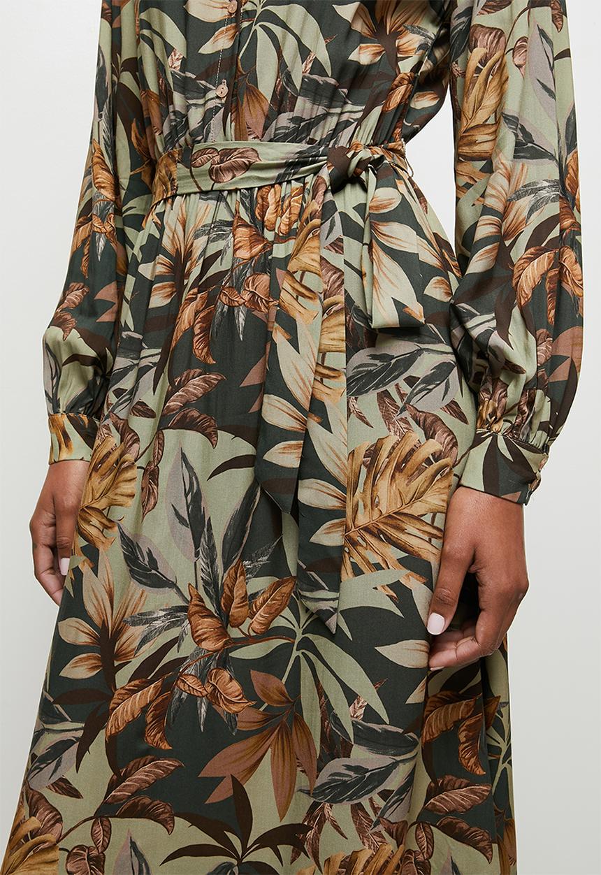 edit - Tiered maxi shirt dress - multi