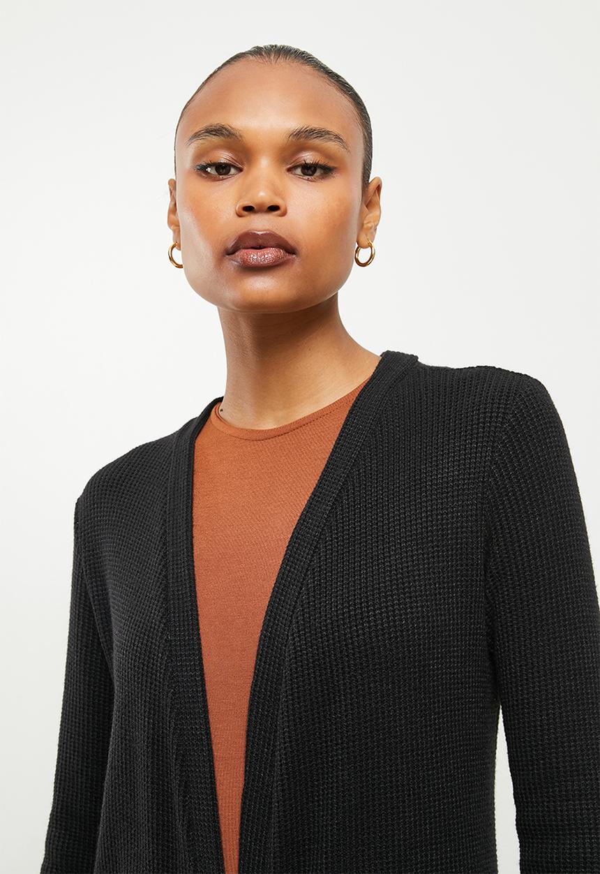 Me&B - Waffel cut and sew cardigan - black