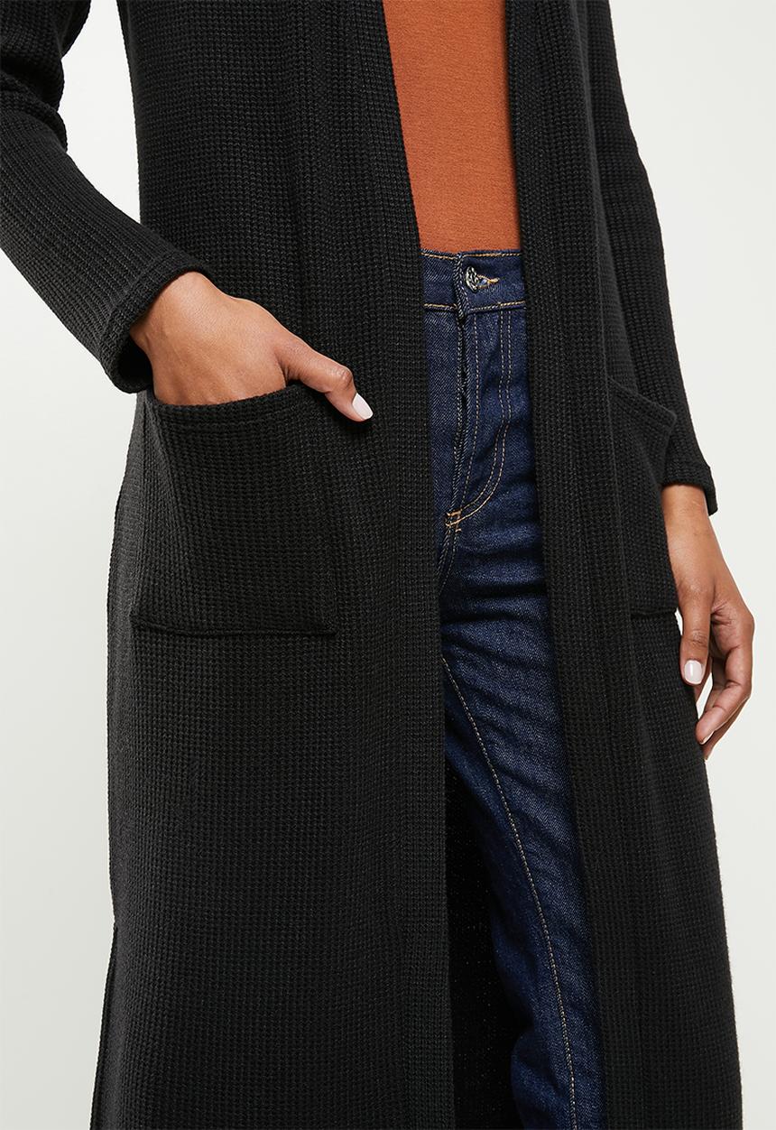 Me&B - Waffel cut and sew cardigan - black