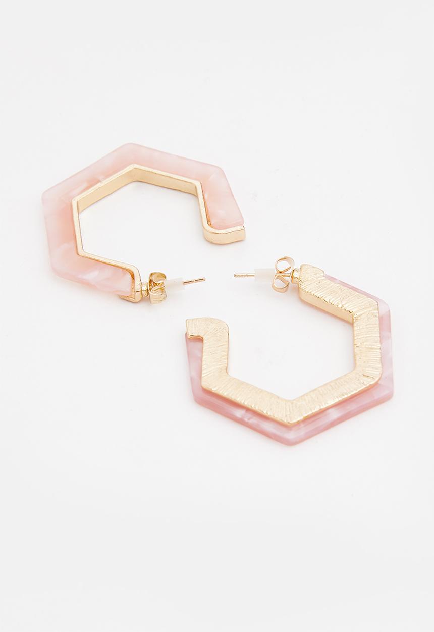 Superbalist - Hexagon shape earrings - pink