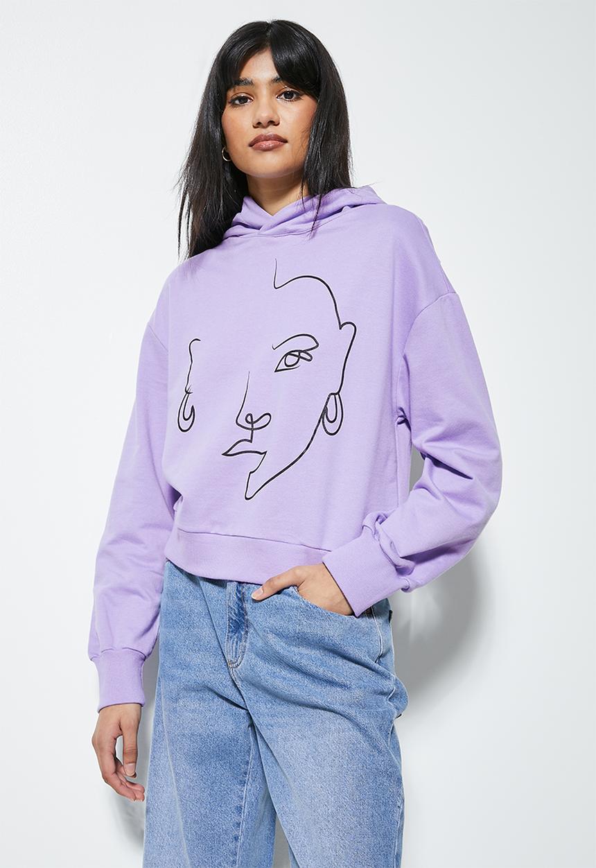 Superbalist - Graphic crop hoodie - lilac