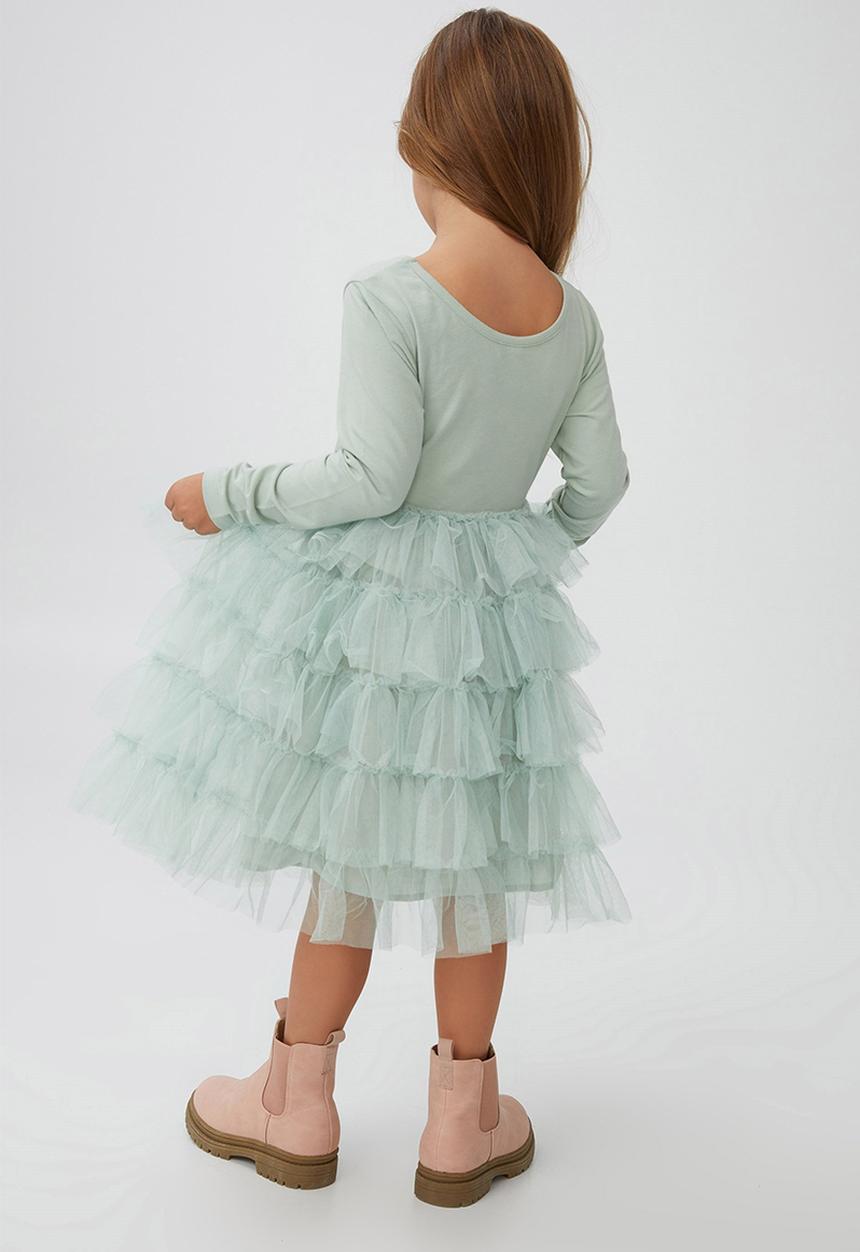 Cotton On - Iris long sleeve dress - stone green/butterfly garden