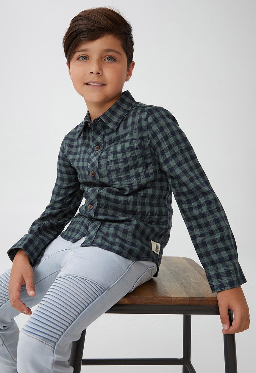 Cotton On - Rugged long sleeve shirt - swag green/navy