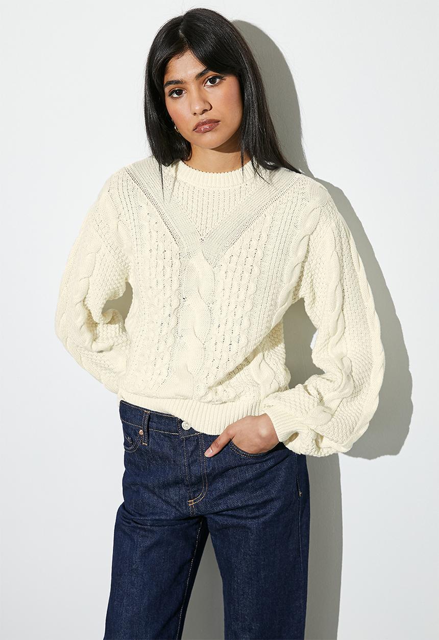 Superbalist - Cotton blend cable jumper - ecru
