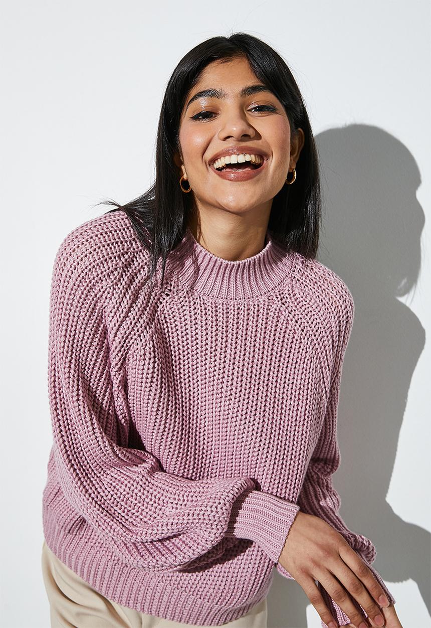 Superbalist - Cotton blend rib  diversion jumper - baked pink