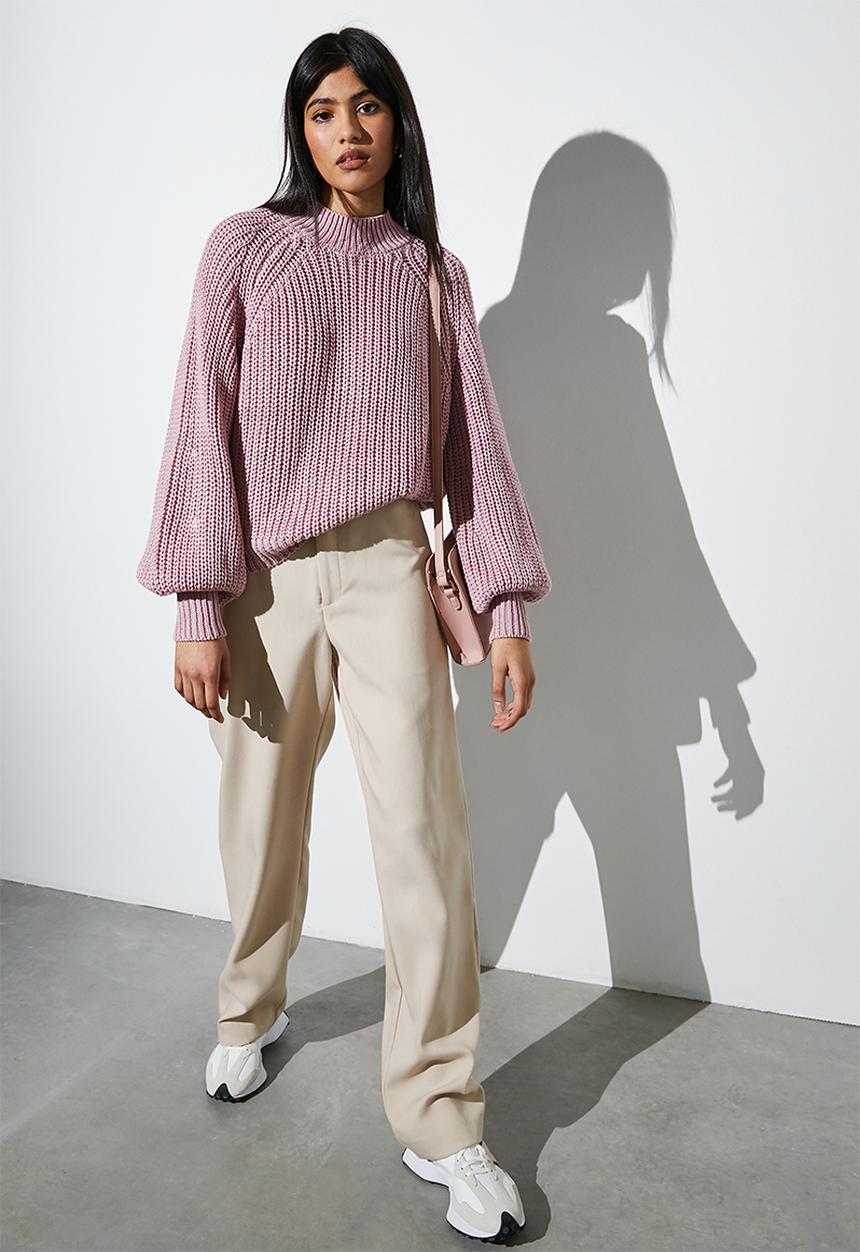 Superbalist - Cotton blend rib  diversion jumper - baked pink