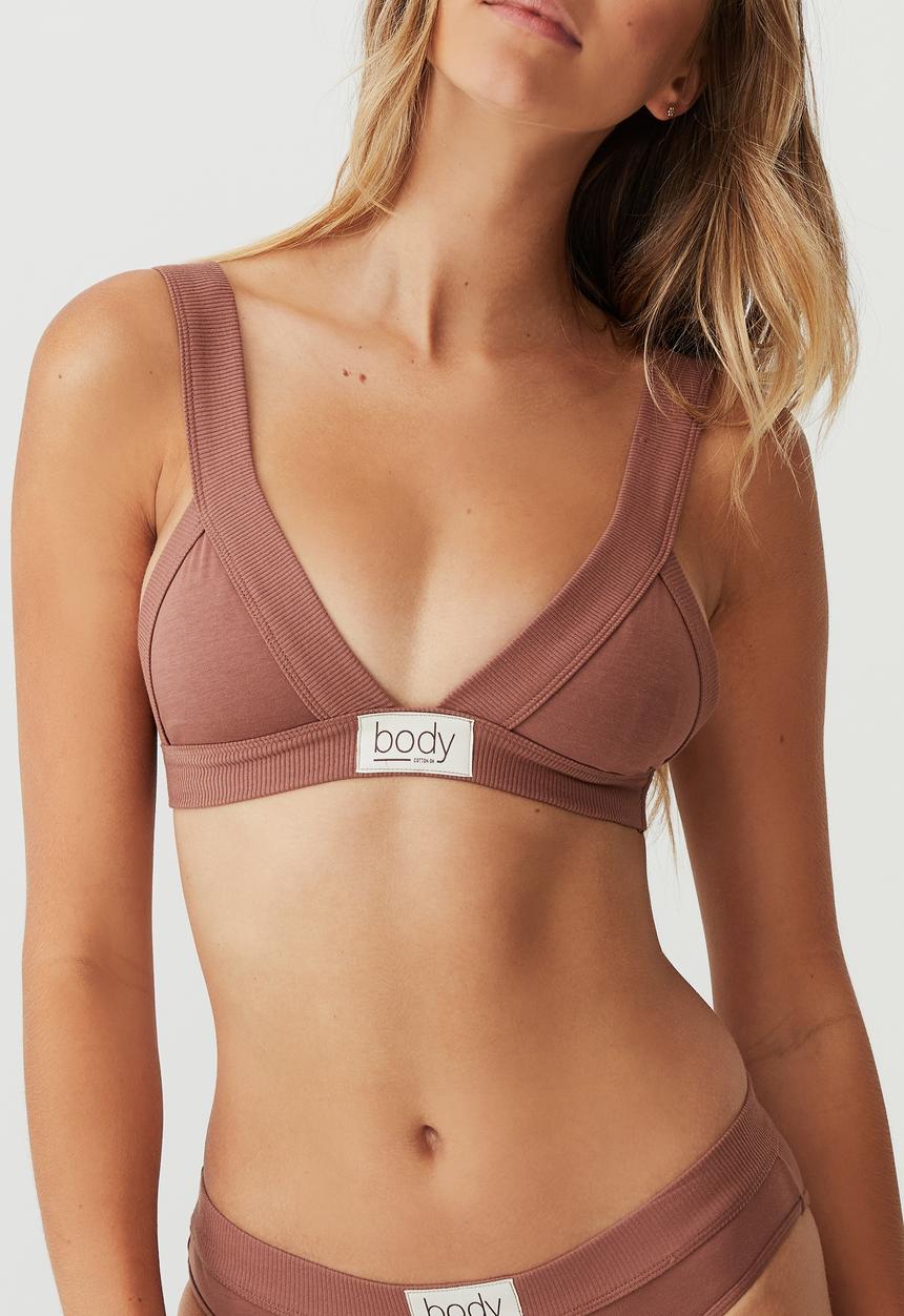 Cotton On - Organic cotton boxing bralette - toasted hazelnut