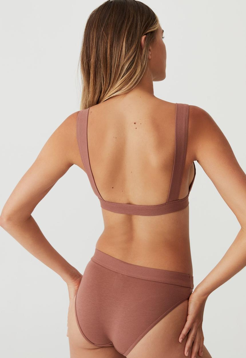 Cotton On - Organic cotton boxing bralette - toasted hazelnut