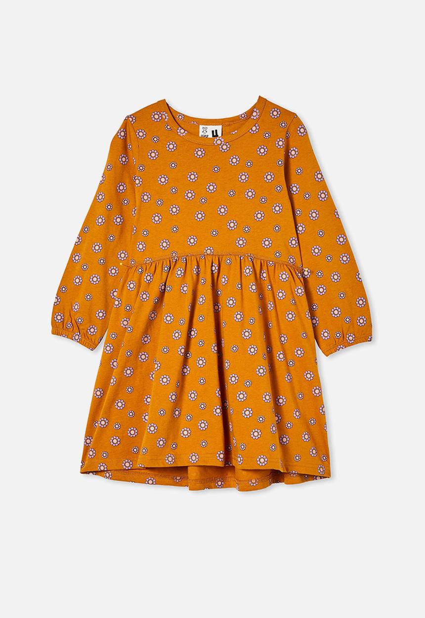 Cotton On - Savannah long sleeve dress - tumeric latte/garden daisy