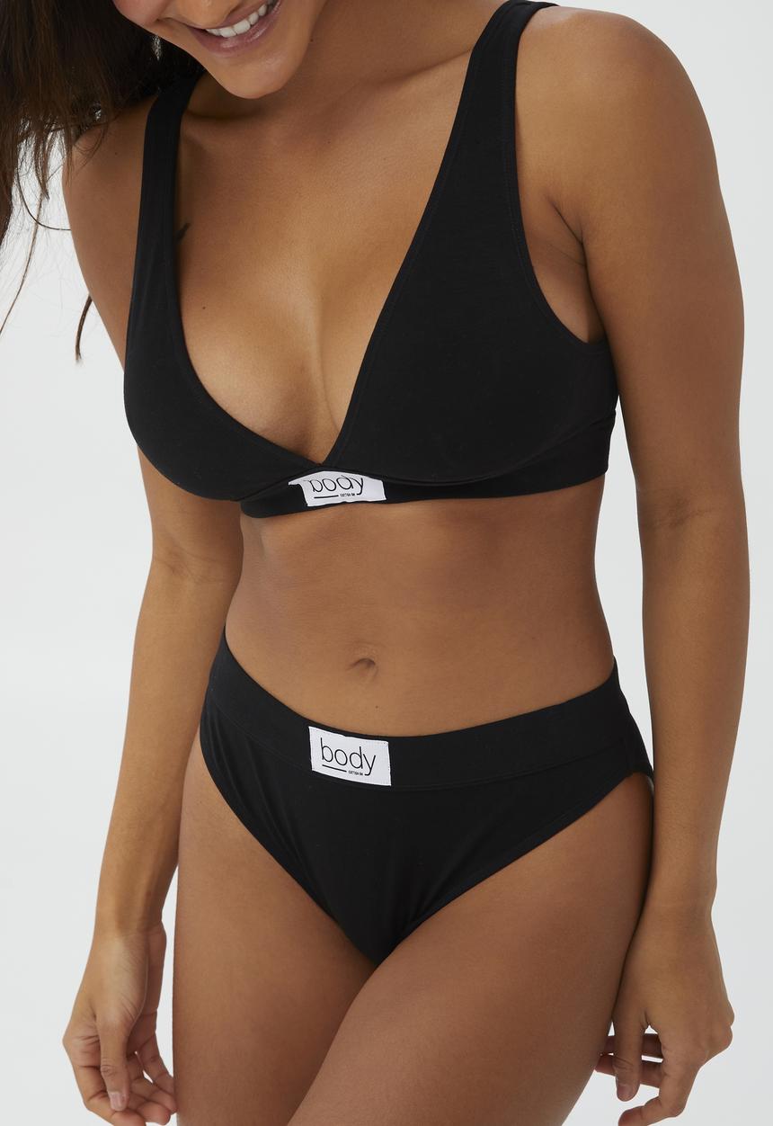 Cotton On - Organic cotton mid rise bikini brief - black