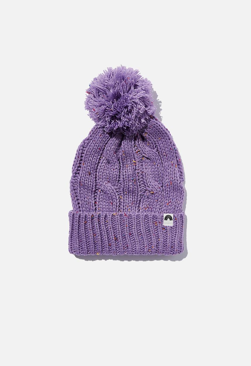 Cotton On - Winter cable beanie - grape soda fleck