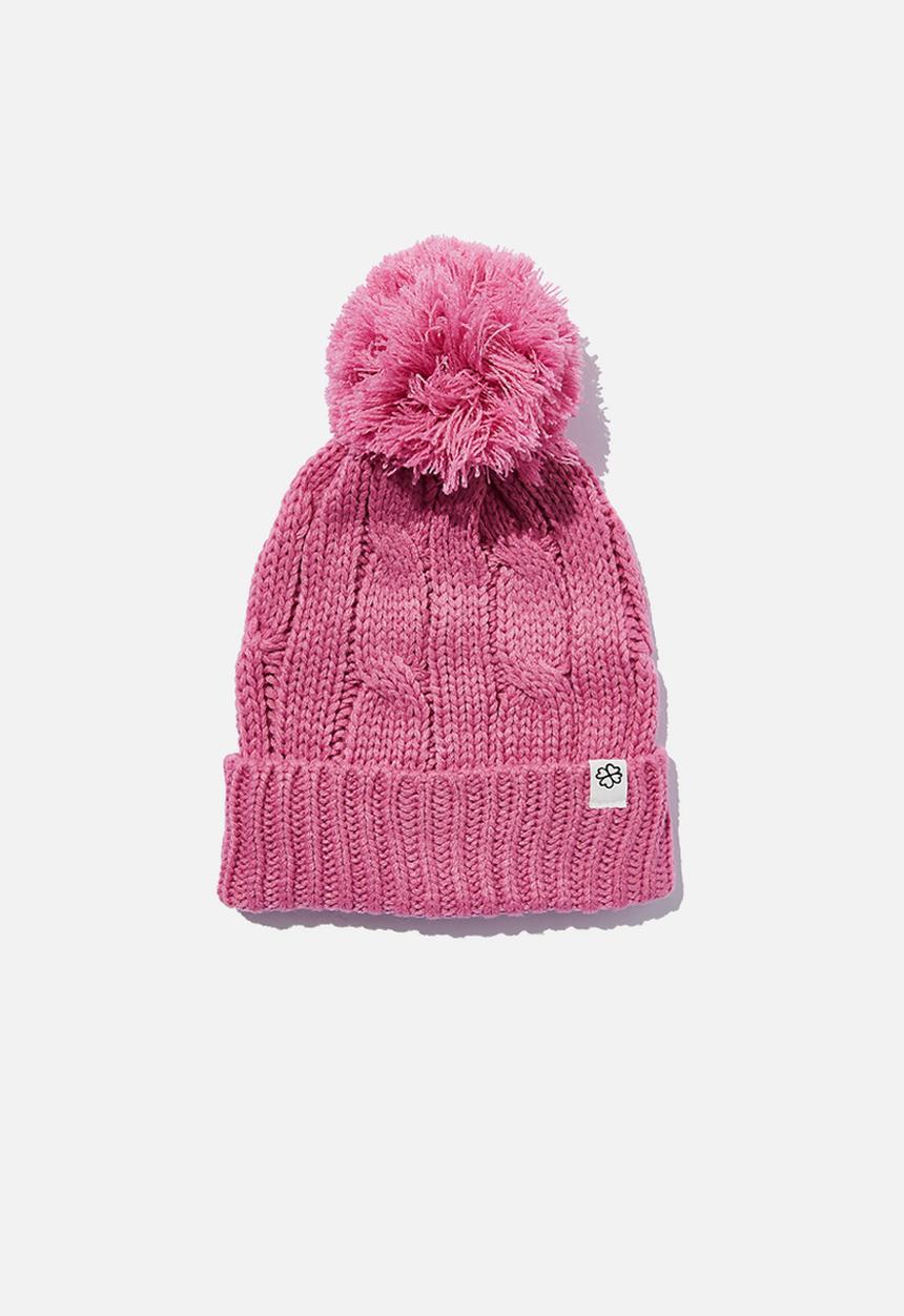 Cotton On - Winter cable beanie - pink gerbera