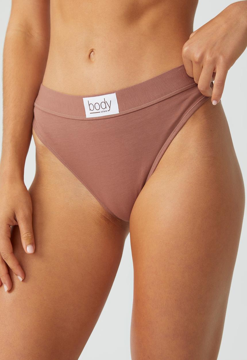 Cotton On - Organic cotton mid rise bikini brief - toasted hazelnut