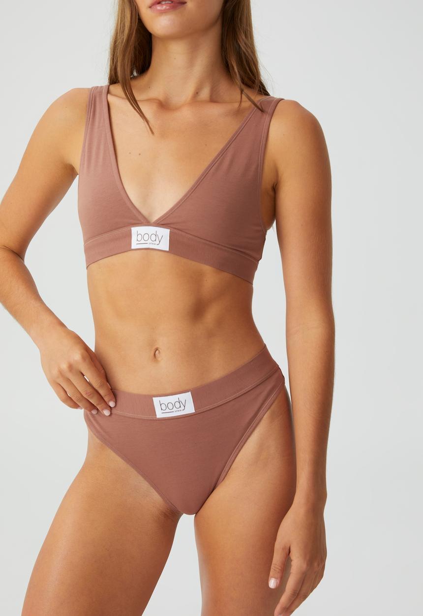 Cotton On - Organic cotton mid rise bikini brief - toasted hazelnut