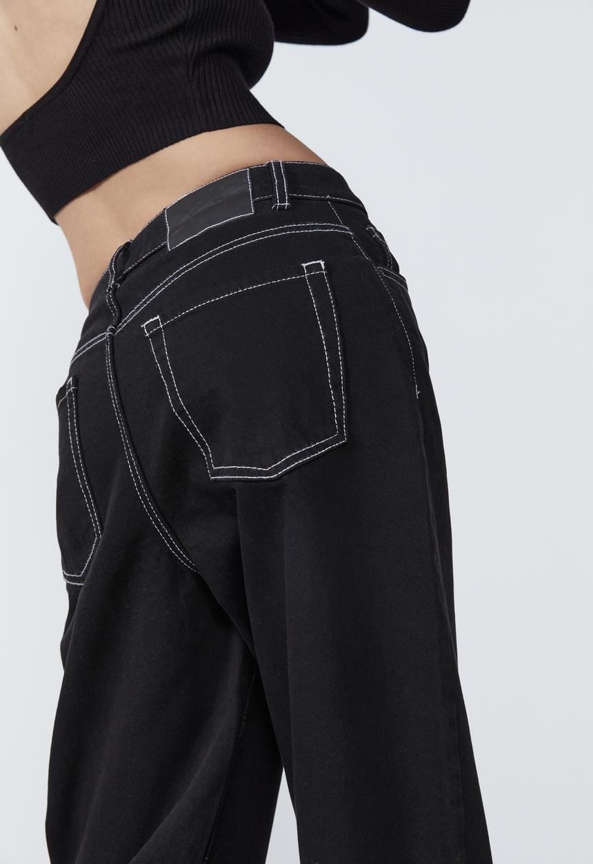 Factorie - High rise baggy jean - black & white