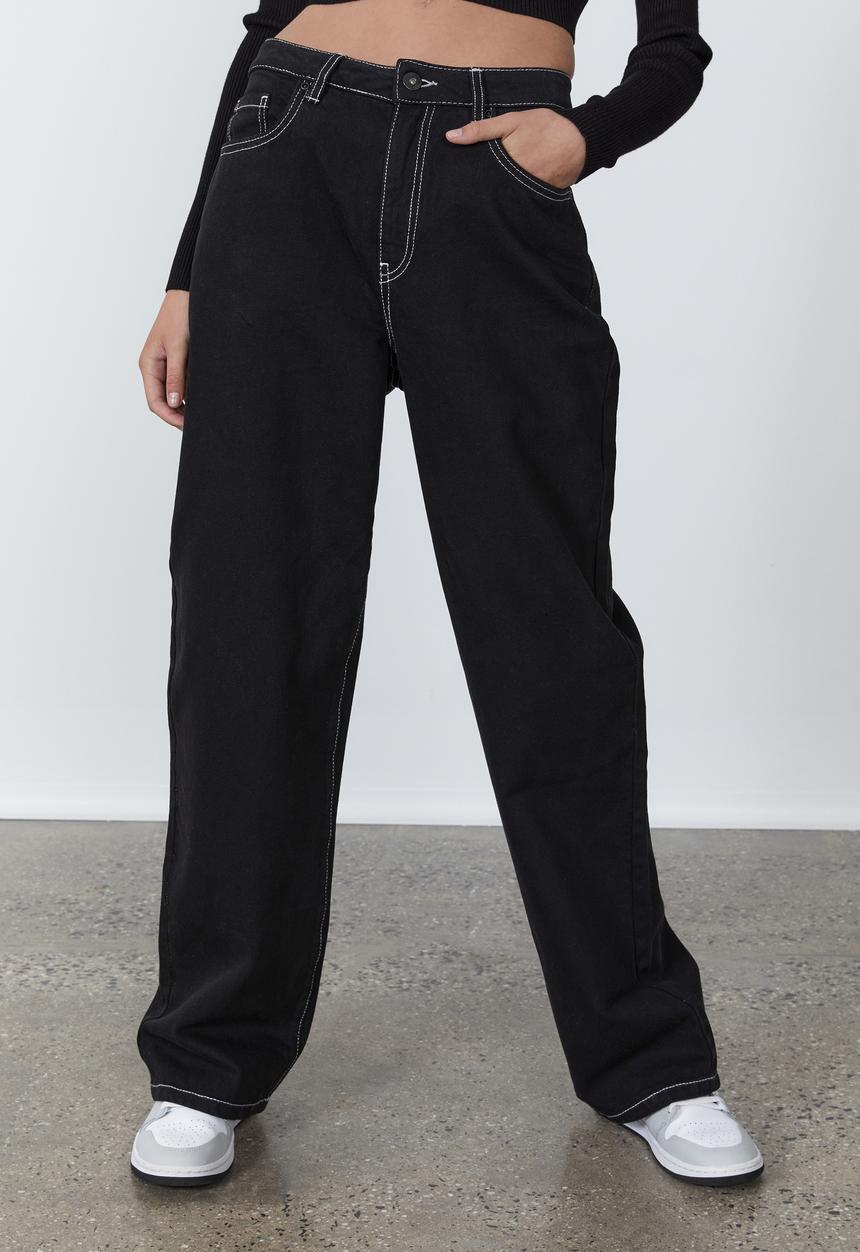 Factorie - High rise baggy jean - black & white