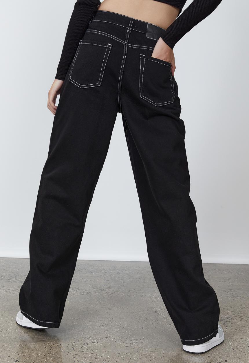 Factorie - High rise baggy jean - black & white