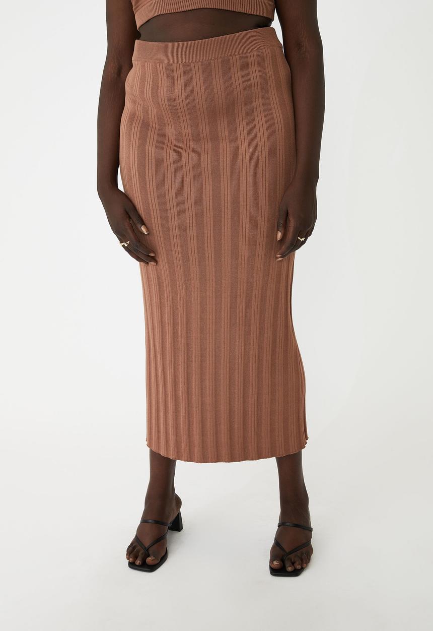 Cotton On - Curve foxy variegated midi skirt - cocoa bean